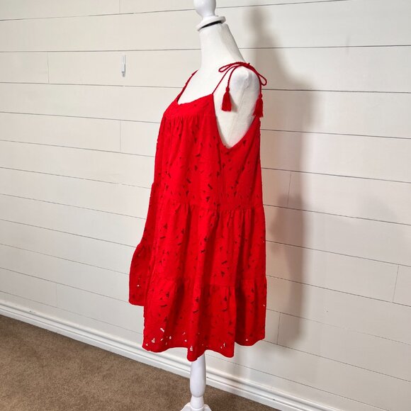 Altar'd State Red Eyelet Sundress with Tassle Straps Size L - Picture 4 of 8